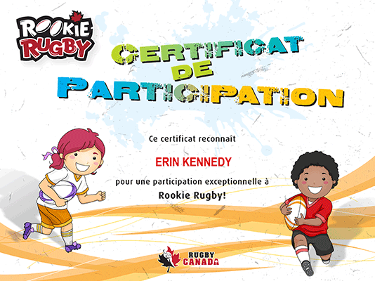 certificat de participation pour les enfants